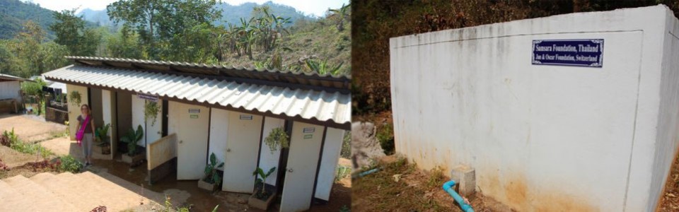 Toilets and water tank in Long Phe Wittaya